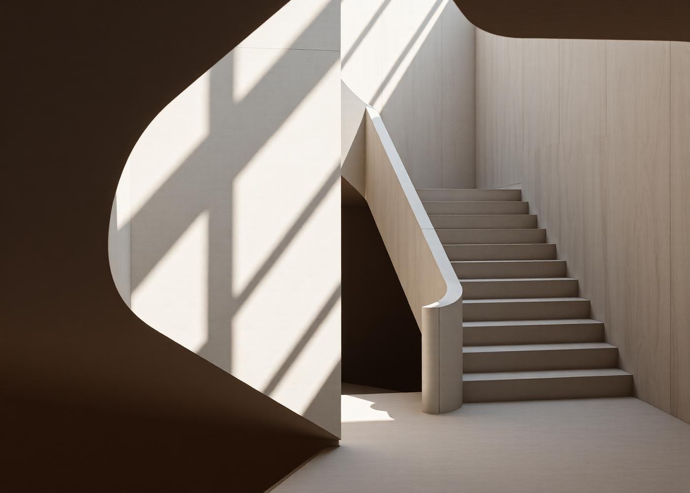 Minimal architectural stair detail in daylight