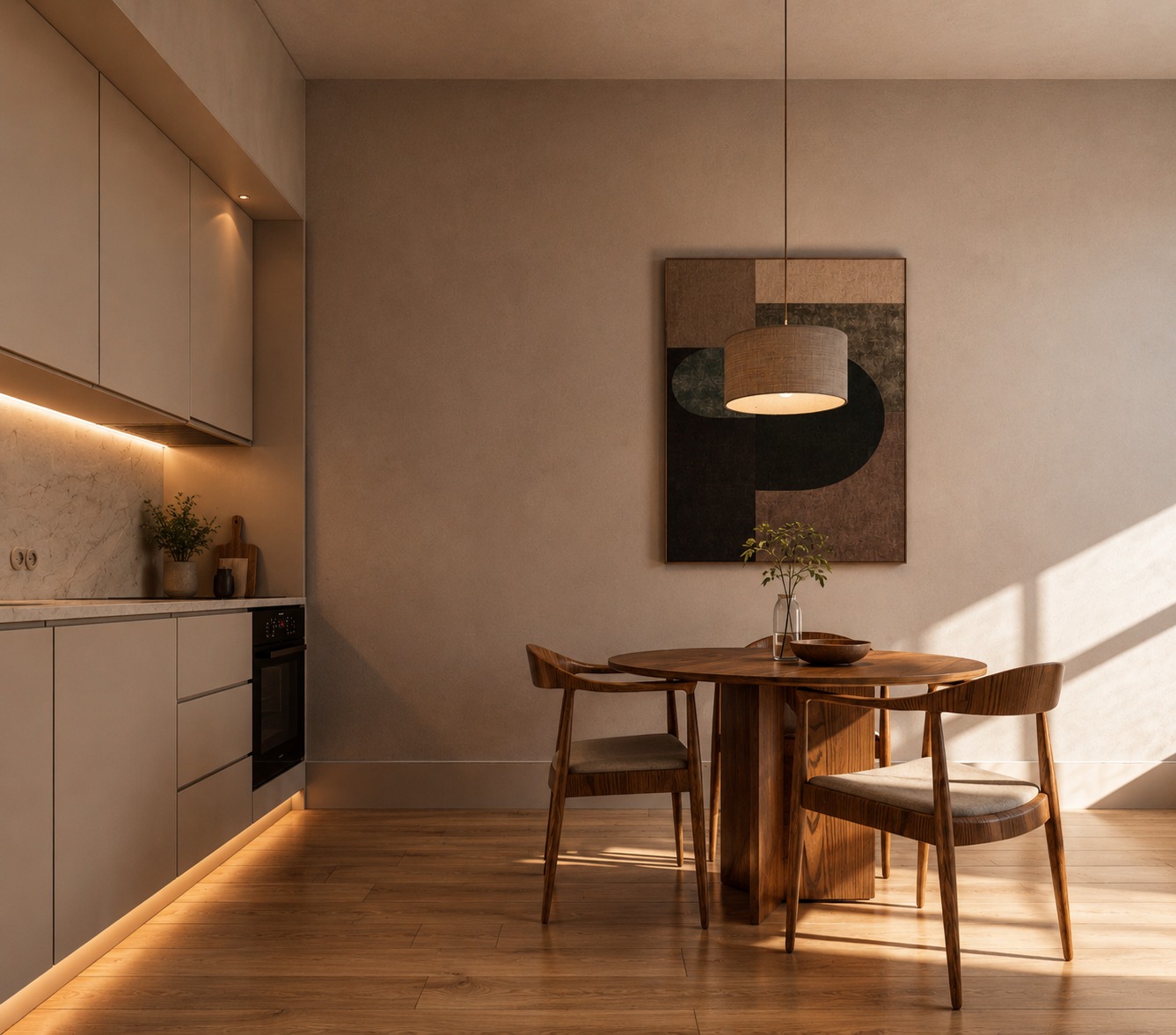 Dining area with warm afternoon light in a LAPA apartment