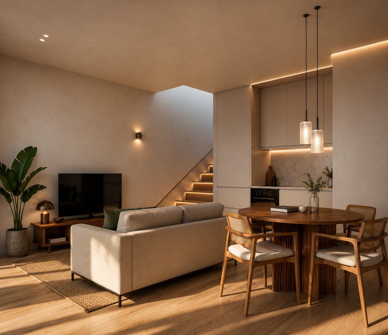 Duplex living and dining area in a LAPA apartment