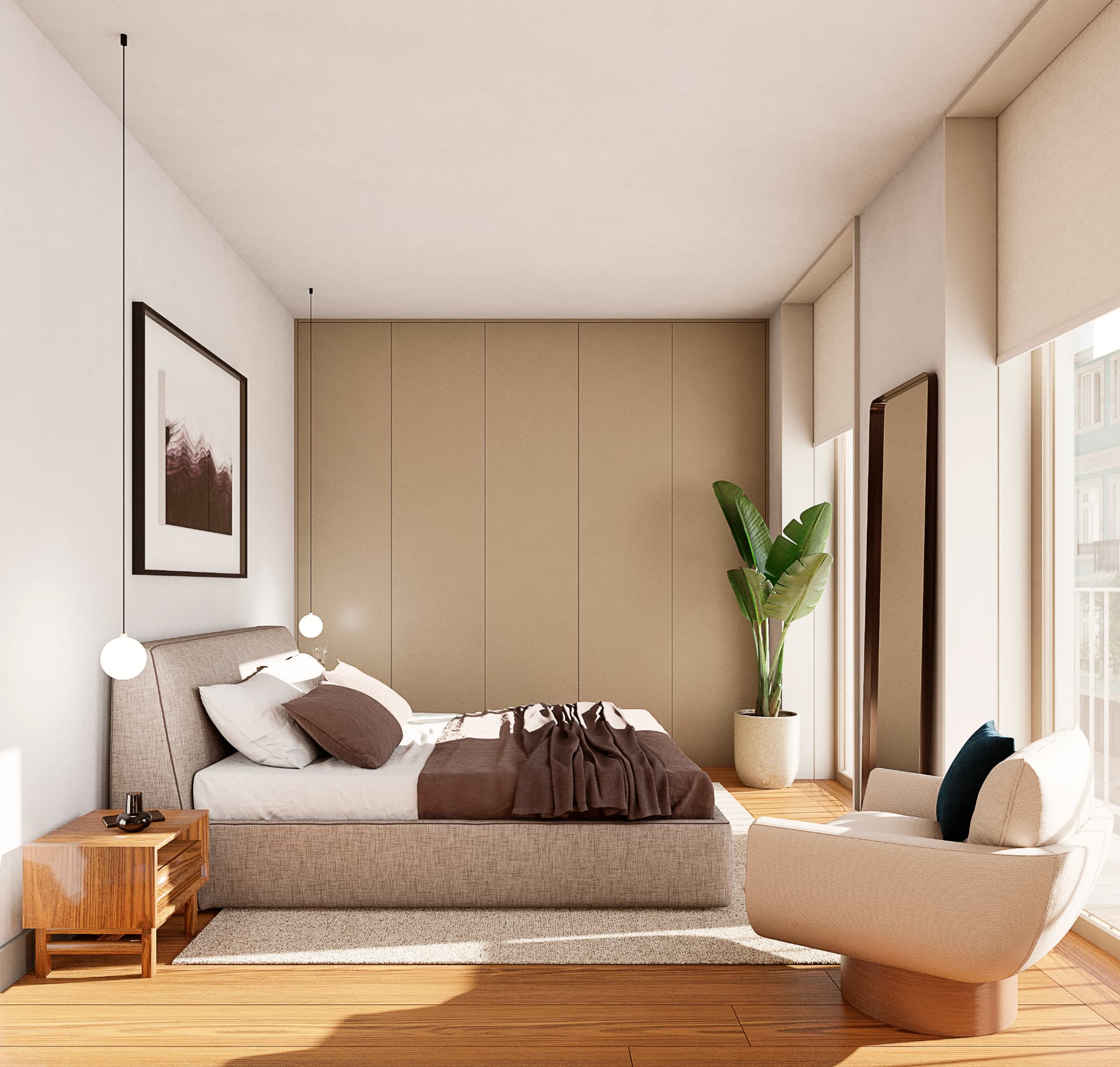Bedroom with fitted joinery in a REPUBLICA apartment
